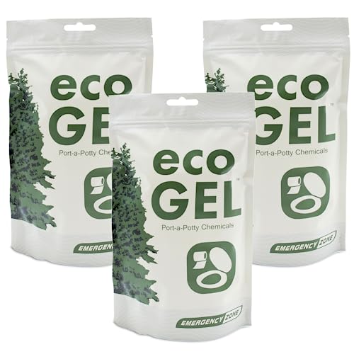 Emergency Zone Eco Gel Port-a-Potty Chemicals - Liquid Waste Gelling and Deodorizing Powder - 3 Pack