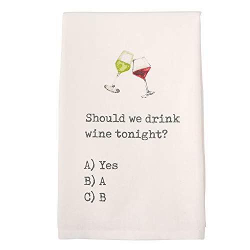 Mud Pie Wine Hand Dish Towel, White
