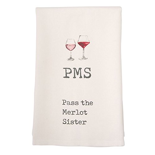 Mud Pie Wine Hand Dish Towel, PMS-Pass The Merlot Sister