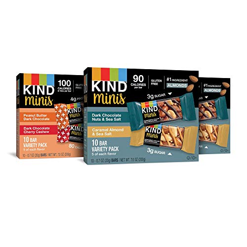 Book Cover KIND Bar Mini's, Variety Pack, Gluten Free, 100 Calories, Low Sugar, .7oz Bar, 30 Count