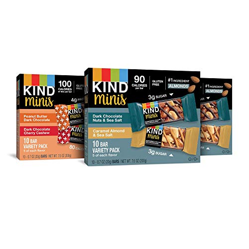 KIND Bar Mini's, Variety Pack, Gluten Free, 100 Calories, Low Sugar, .7oz Bar, 30 Count