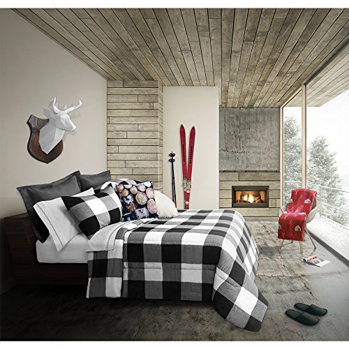 Book Cover Safdie & Co. 3-Piece Polyester Buffalo Plaid King Comforter Set in Gray/Black