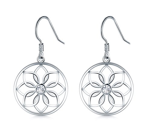 925 Sterling Silver Earrings, BoRuo Lotus Flower Yoga Earrings