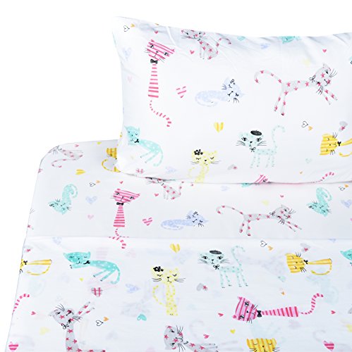 Book Cover Scientific Sleep Cute Kitty Cats Soft Sheets Set Twin, 100% Microfiber Polyester Bedding Sheet Set for Girls Gift (6, Twin)