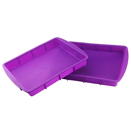 Orgrimmar 2 Pcs Silicone Rectangular Cake Pans Mold Bakeware Bread Baking Pan Non Stick Easy Demoulding Purple