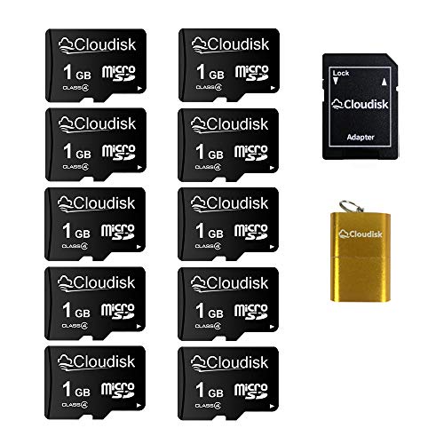 Cloudisk 10Pack 1GB Micro SD Card 1G Memory Card Class4 Wholesale with Card Reader + Microsd Adapter