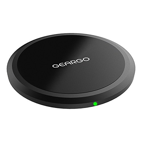 GEARGO Wireless Charger, Qi Fast Charging Pad for iPhone X, iPhone 8/8 Plus, Ultra Slim Wireless Charging Pad for Galaxy S8/S8+/S7/S7 edge/S6 edge+, and Note 5 (black)