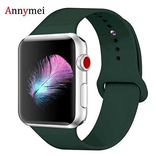 Annymei Watch Band, Durable Soft Silicone Replacement Compatible Watch Strap Replacement Sport Band Watch Band Series 5/4/3/2/1 Sport, Edition