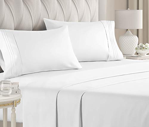 Book Cover Twin Size Sheet Set - 4 Piece Set - Hotel Luxury Bed Sheets - Extra Soft - Deep Pockets - Easy Fit - Breathable & Cooling Sheets - Wrinkle Free - Comfy - White Bed Sheets - Twins Sheets - 4 PC
