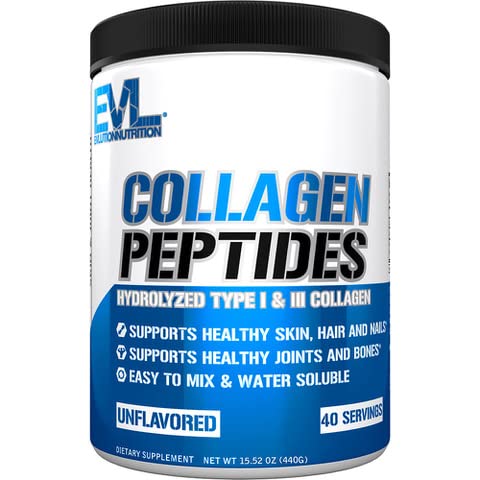 Evlution Nutrition Collagen Peptides Protein Powder, 40 Servings (15.52 oz), Premium Hydrolyzed Collagen to Support, Healthy Skin, Hair, Bones, Joints, Nails & More