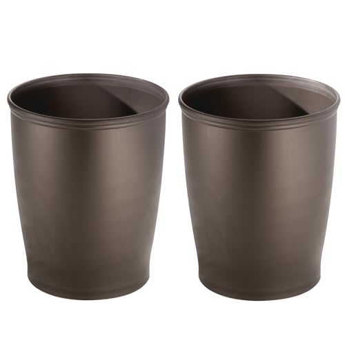 iDesign 93430M2 Kent Plastic Wastebasket Small Round Plastic Trash Can for Bathroom, Bedroom, Dorm, College, Office , Set of 2, Bronze