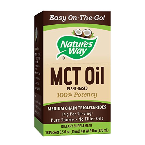 Book Cover Nature's Way 100% Potency Pure Source MCT Oil from Coconut- On-The-Go Single-Serve Packets- Vegetarian, Gluten-Free, Flavorless, No Filler Oils, Hexane-Free- 18 Count
