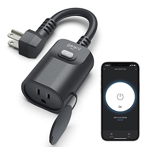 Geeni Smart Wi-Fi Outdoor Plug, Black, No Hub Required, Works with Alexa, Google Assistant and Microsoft Cortana