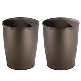 iDesign Kent Plastic Wastebasket Small Round Plastic Trash Can for Bathroom, Bedroom, Dorm, College, Office, Set of 2, Bronze