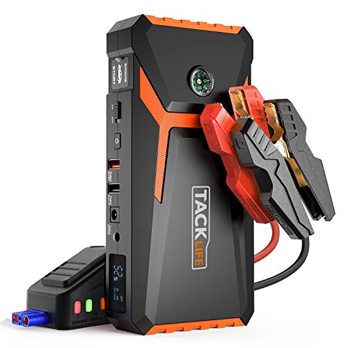 Book Cover TACKLIFE T8 800A Peak 18000mAh Car Jump Starter (up to 7.0L Gas, 5.5L Diesel engine) with LCD Screen, USB Quick Charge, 12V Auto Battery Booster, Portable Power Pack with Built-in LED light