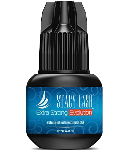 Extra Strong Evolution Eyelash Extension Glue Stacy Lash (0.17fl.oz / 5ml) / 1-2 Sec Drying time/Retention â€“ 8 Weeks/Maximum Bonding/Professional Use Only Black Adhesive/Semi-Permanent Extensions
