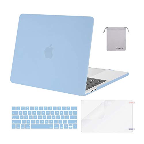 Book Cover MOSISO Compatible with MacBook Pro 13 inch Case 2016-2020 Release A2338 M1 A2289 A2251 A2159 A1989 A1706 A1708, Plastic Hard Shell Case&Keyboard Cover Skin&Screen Protector&Storage Bag, Airy Blue