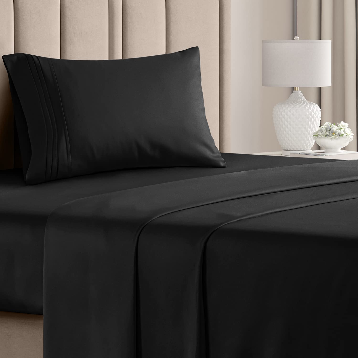 Book Cover Twin XL Sheet Set - Breathable & Cooling - College Dorm Room Bed Sheets - Hotel Luxury Bed Sheets - Extra Soft Sheets - Deep Pockets - Easy Fit - 3 Piece Set - Bed Sheets - Twin - Twin XL Bed Sheet 24 - Black Twin XL