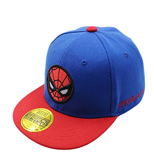 Book Cover Diluma Kids Spider Man Cartoon Falt Hat Snapback Baseball Cap (Blue)