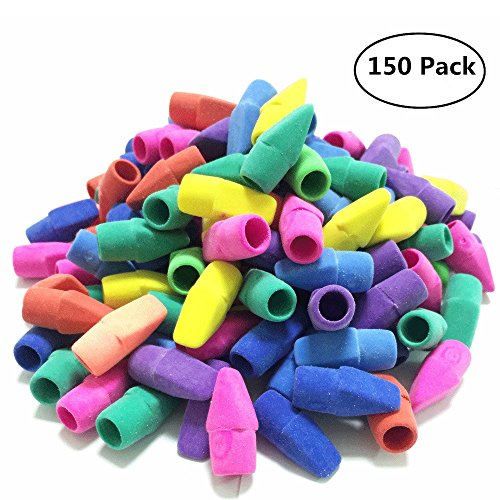 Book Cover Pencil Top Eraser Caps Arrowhead Assorted Colors in Bulk Pack of 150