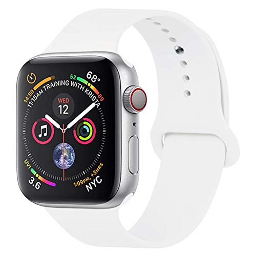Book Cover YANCH Compatible with for Apple Watch Band 38mm 40mm, Soft Silicone Sport Band Replacement Wrist Strap Compatible with for iWatch Nike+,Sport,Edition,S/M,White
