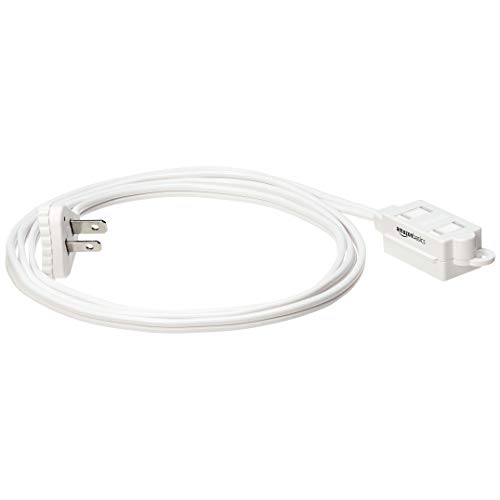 Amazon Basics 6-Foot 2-Prong Indoor Extension Cord Power Strip - Flat Plug - 13 Amps, 1625 Watts, 125 VAC - 2-Pack, White