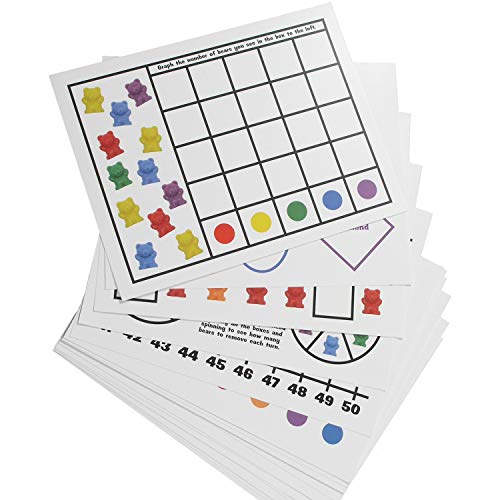 Legato Counting Bear Activity Sheets and eBook; 20 Large, Glossy Card Stock Sheets (each 8.5" x 11"); Helps with Patterns, Graphing, Colors, and More! Use with any 1" bear manipulative with 6 colors.