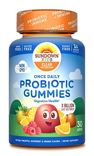Book Cover Probiotic Gummies by Sundown Kids, Dietary Supplement, Non-GMO, No Gluten or Wheat, No Artificial Flavors, 30 Count (Packaging May Vary)