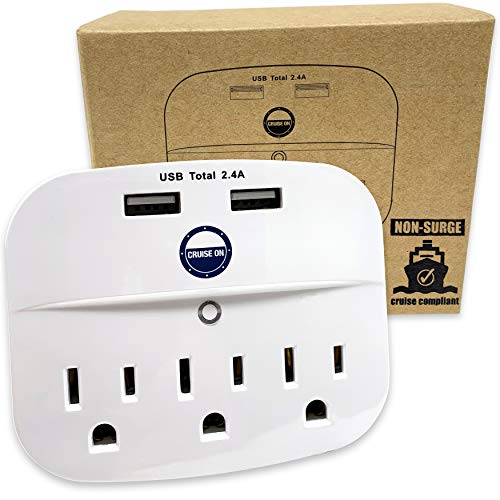 Book Cover Cruise Power Strip No Surge Protector with USB Outlets - Ship Approved (Non Surge Protection) Cruise Essentials