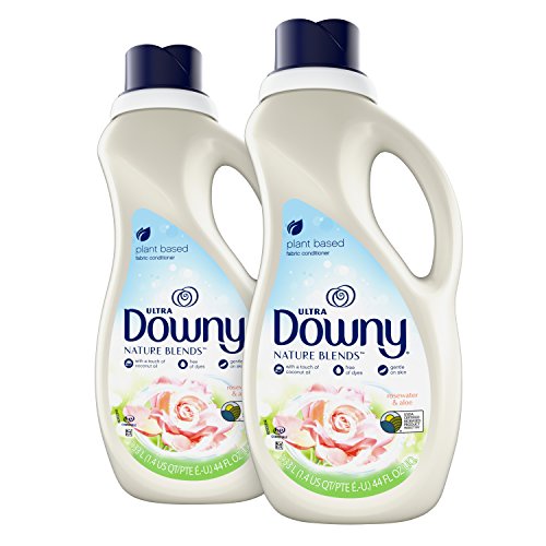 Book Cover Downy Nature Blends Liquid Fabric Conditioner & Softener, Rosewater & Aloe, 2 Count, 44 Ounces Each