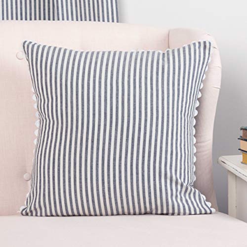 Farmhouse Ticking Blue Pillow Cover