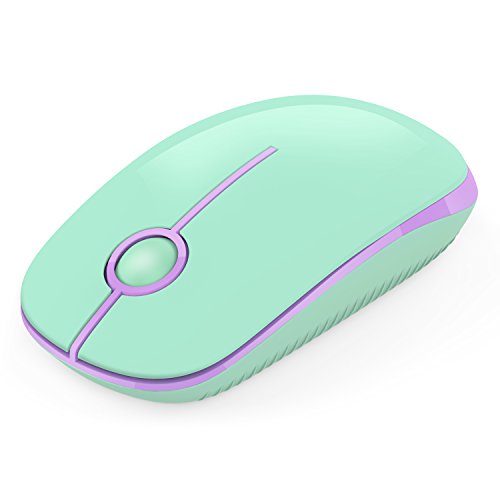 Book Cover Jelly Comb 2.4G Slim Wireless Mouse with Nano Receiver, Less Noise, Portable Mobile Optical Mice for Notebook, PC, Laptop, Computer, MacBook MS001 (Green and Purple)