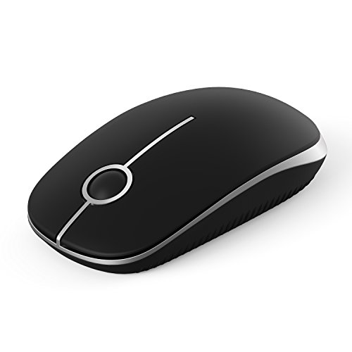 Book Cover Jelly Comb 2.4G Slim Wireless Mouse with Nano Receiver, Less Noise, Portable Mobile Optical Mice for Notebook, PC, Laptop, Computer, MacBook MS001 (Black and Silver)