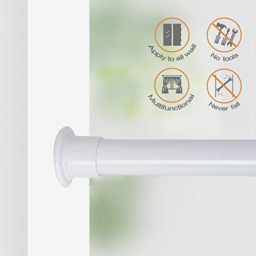ALLZONE Heavy Duty Tension Shower Curtain Rod, 28-41 Inches, No Drilling, Never Bend, Never Collapse, Rust Free
