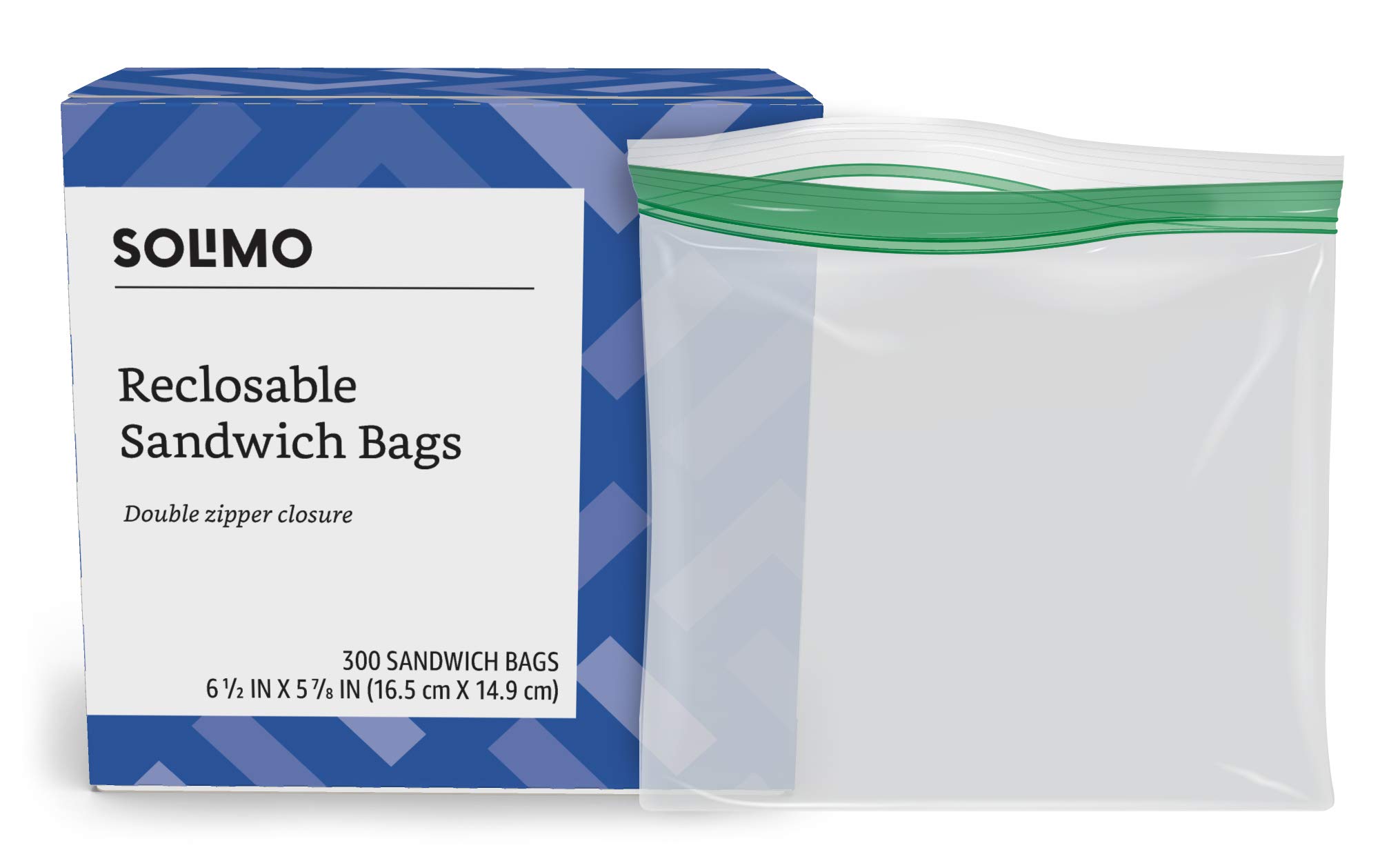 Book Cover Amazon Brand - Solimo Sandwich Storage Bags, 300 Count