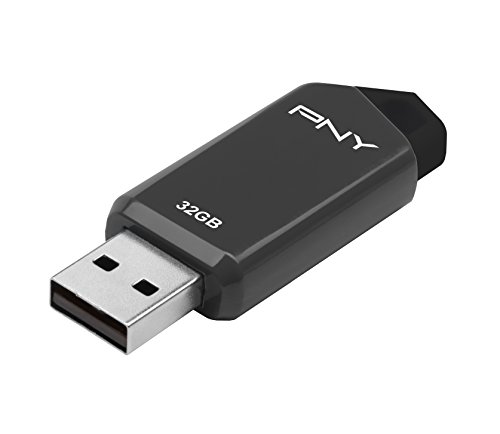 PNY Retract USB 2.0 Flash Drive, 32GB, Gray, Blue, or Red - Color May Vary (P-FD32GRTCG-GE) grey