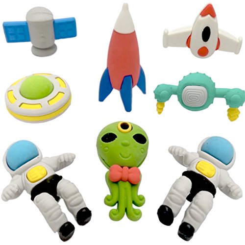 Book Cover OHill Pack of 28 3D Outer Space Pencil Erasers Puzzle Erasers for Party Favors Supplies Classroom Treasure Box Prizes