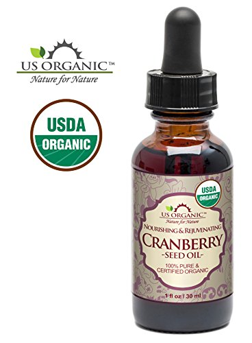 Book Cover US Organic Cranberry Seed Oil, USDA Certified Organic,100% Pure & Natural, Cold Pressed Virgin, Unrefined in Amber Glass Bottle w/Glass Eyedropper for Easy Application (1 oz (30 ml))