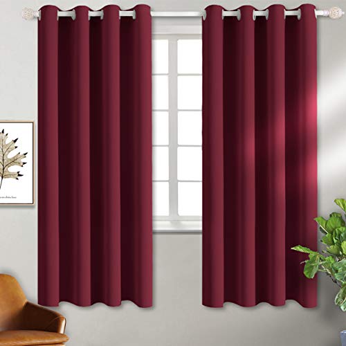 Book Cover BGment Blackout Curtains for Bedroom - Grommet Thermal Insulated Room Darkening Curtains for Living Room, Set of 2 Panels (46 x 54 Inch, Burgundy Red)