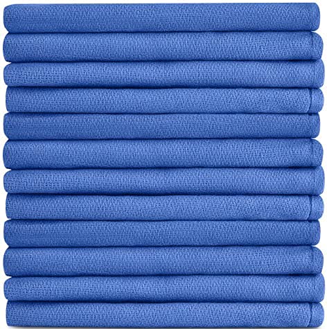 MIMAATEX 50 Pieces Pack- 16x24 Inches- New Blue Huck-Glass Cleaning Towels Lightweight/Quick Dry-Low lint