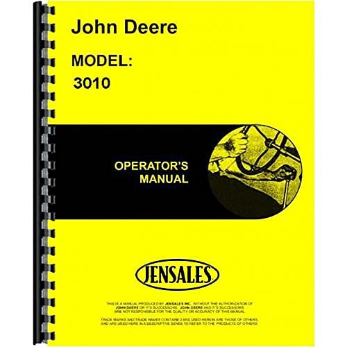 Book Cover New Operators Manual Fits John Deere 3010