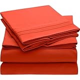Mellanni Full Sheets Set - 4 PC Iconic Collection Bedding - Hotel Luxury, Extra Soft, Cooling Bed Sheets - Wrinkle, Fade, Stain Resistant (Full, Red)