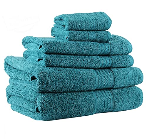 Premium 6 piece Towel Set- 2 Extra Large Bath Towels 2 Hand Towel 2 Washcloth Soft Cotton 600 GSM Highly Absorbent by Avira Home (Emerald)