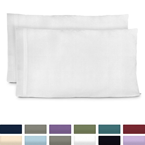 Cosy House Collection Luxury Bamboo Standard Size Pillowcases - White Pillowcase Set of 2 - Ultra Soft & Cool Hypoallergenic Natural Bamboo Blend Cover - Resists Stains, Wrinkles, Dust Mites