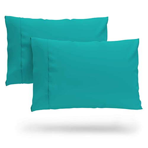 Cosy House Collection Luxury Cooling Rayon Derived from Bamboo Blend Ultra Soft Pillow Cases - Cooling & Breathable - Set of 2 Pillowcases with Envelope Closure (King, Turquoise)