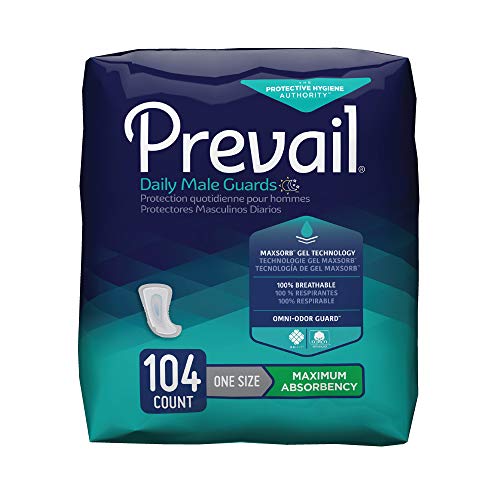 Book Cover Prevail Maximum Absorbency Incontinence Male Guards, One Size, 104 Count