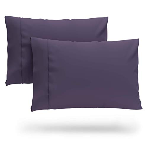 Cosy House Collection Luxury Bamboo King Size Pillow Cases - Purple Pillowcase Set of 2 - Ultra Soft & Cool Natural Bamboo Blend Cover - Resists Stains, Wrinkles