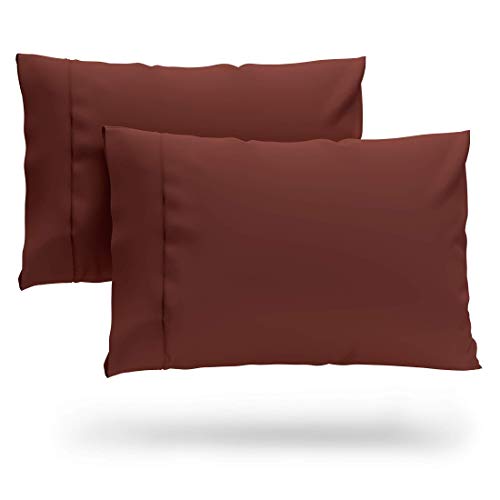 Book Cover Cosy House Collection Ultra Soft Luxury King Size Pillow Cases - Burgundy Pillowcase Set of 2 - Cooling & Breathable