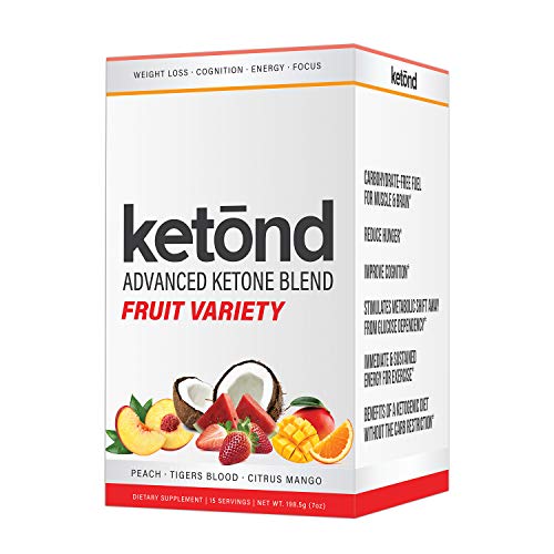 Exogenous Ketones Advanced Blend by Ketond - Drink Ketones for Rapid Weight Loss - Best Fuel for Energy, Mental Performance and Weight Loss - Citrus Mango, Tigers Blood, Peach (15 Stick Packs)