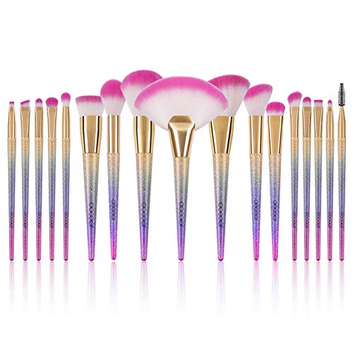 Docolor Makeup Brush Set, 17Pcs Professional Makeup Brushes Foundation Blending Blush Concealer Eye Shadow Cruelty-Free Synthetic Face Liquid Powder Cream Cosmetics Brushes with Rainbow Box